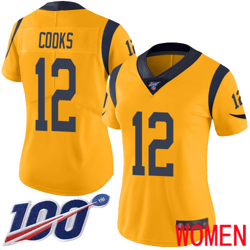 Los Angeles Rams Limited Gold Women Brandin Cooks Jersey NFL Football #12 100th Season Rush Vapor Untouchable